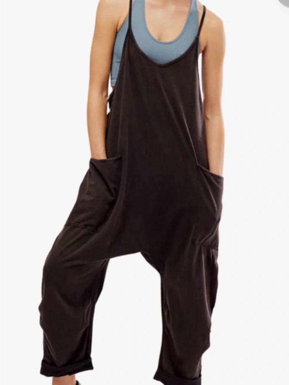 Free People FP Movement All Strapped Harem Jumpsuit in a gorgeous washed black M